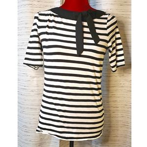 LOFT XS Bow front striped tee